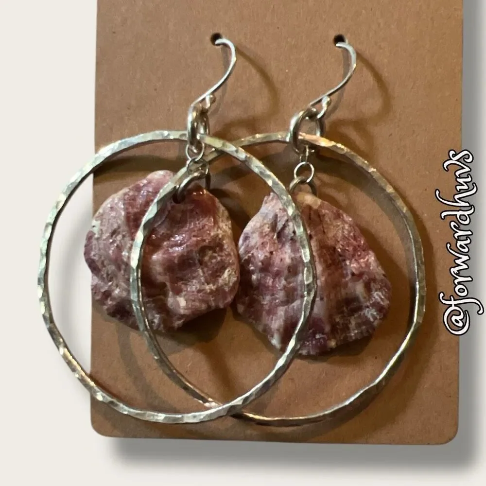 Bundle Sale 3 for $15 | Silver Tone Earrings with Seashell Dangles – 1 3/4 Inche